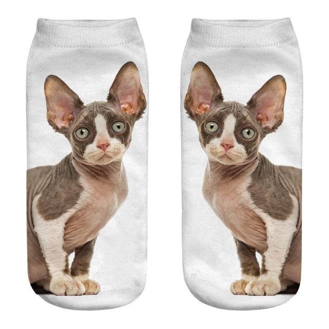 Women's Funny Animal Cute 3D Print Kitten Socks Women Ankle Socks Unisex Socks Fashion Socks Cartoon Cat Fashion Style Casual Boat Socks For Men And Women