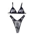 Women’s Funny Printed 2Pcs Bikini Suits Women's Scalloped Triangle Bikini Print Bottom Two Piece Swimsuit Deep V-neck Detachable Breast Pad Sling Tops with Triangle Bottoms Swimsuits