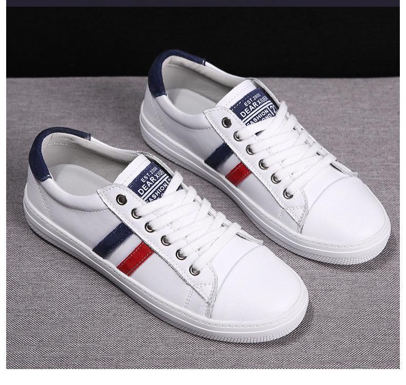 Women's Genuine Leather Sneakers Women Casual Fashionable Sports Shoes Vulcanized Woman White Flat White Sneakers Leather Casual Shoes White Tennis Sneakers