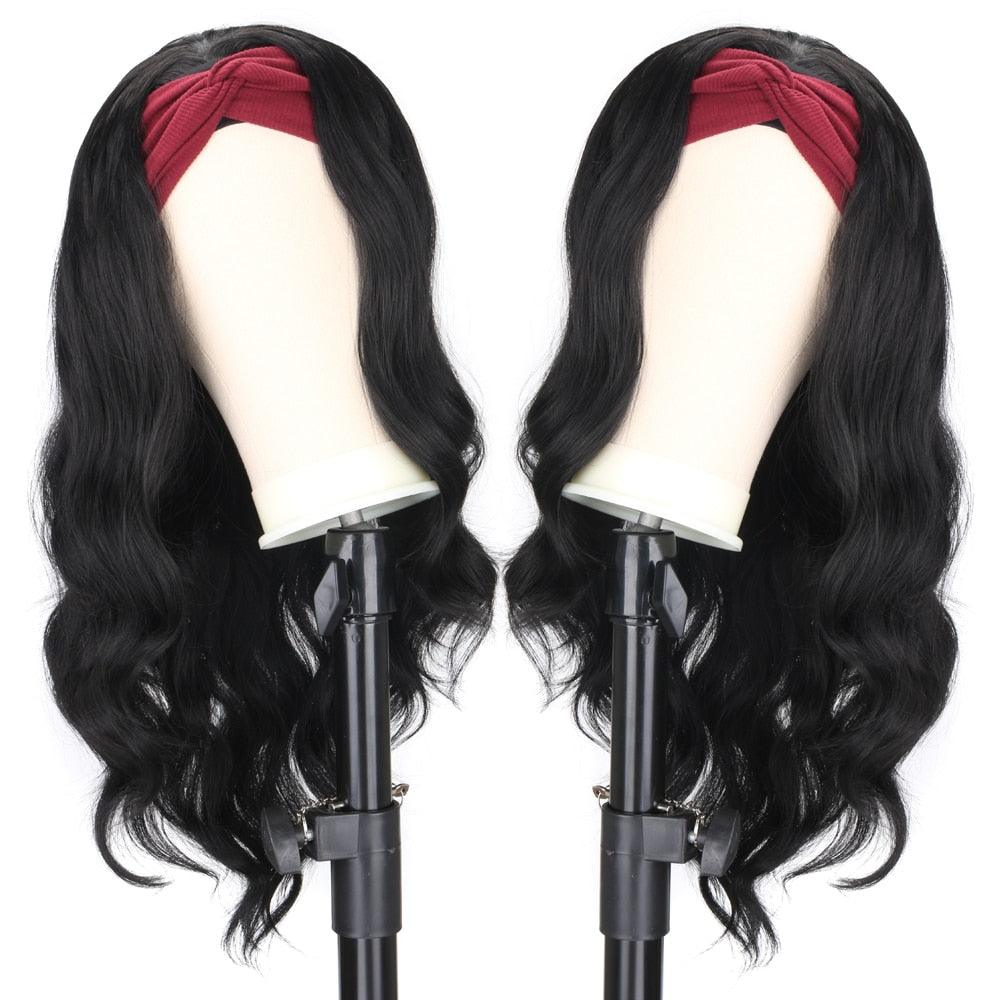 Women's Headband Wig Body Wave Natural Black Blonde Wigs with Headband Fake Hair Synthetic Wigs For Black Women Cosplay Wigs For Women Gifts for girlfriends