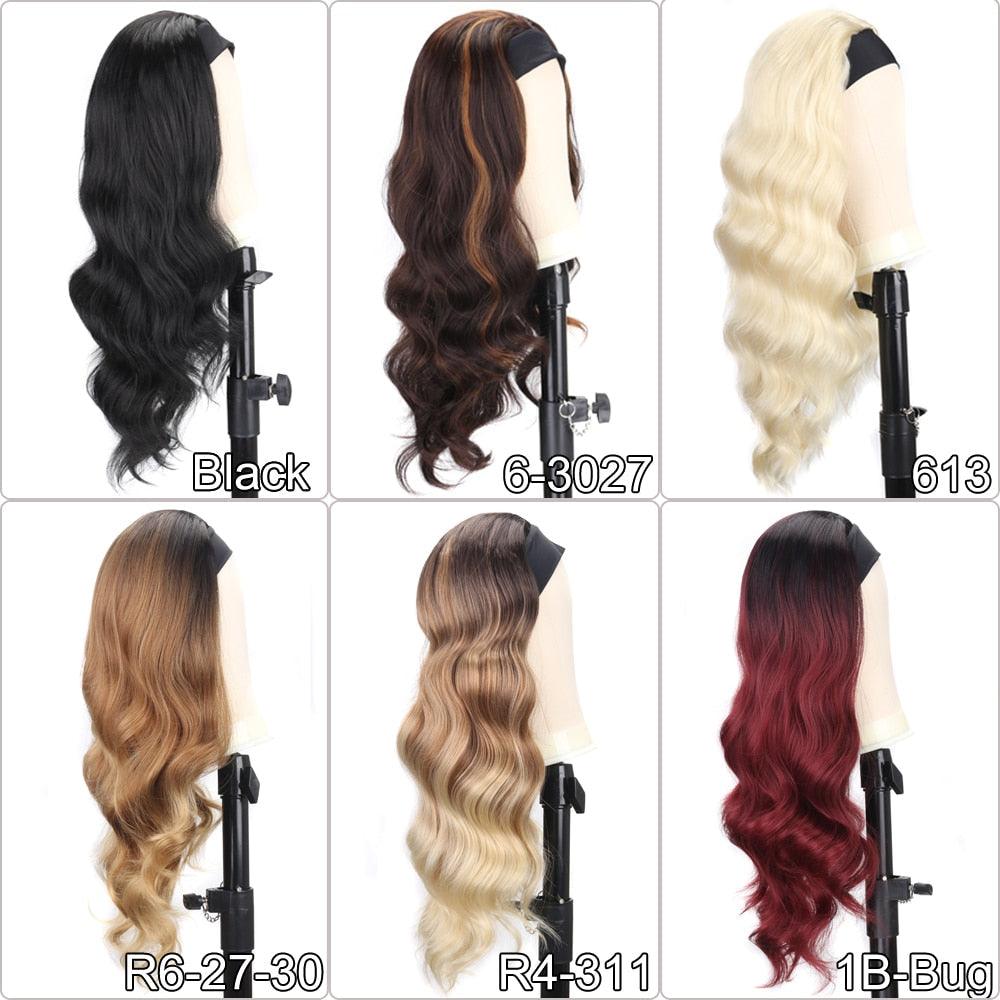 Women's Headband Wig Body Wave Natural Black Blonde Wigs with Headband Fake Hair Synthetic Wigs For Black Women Cosplay Wigs For Women Gifts for girlfriends