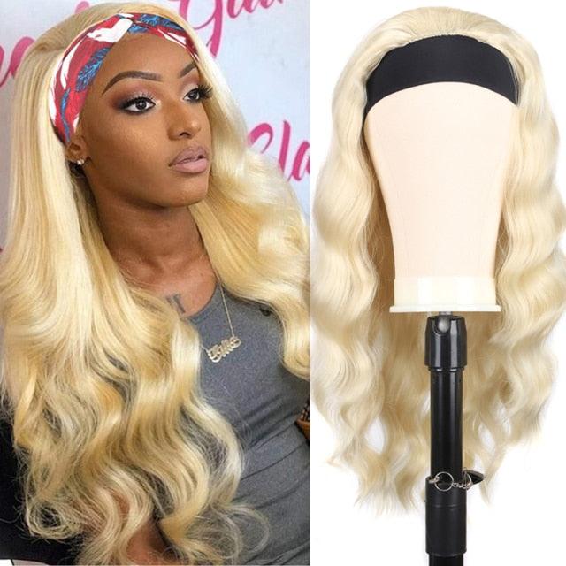 Women's Headband Wig Body Wave Natural Black Blonde Wigs with Headband Fake Hair Synthetic Wigs For Black Women Cosplay Wigs For Women Gifts for girlfriends