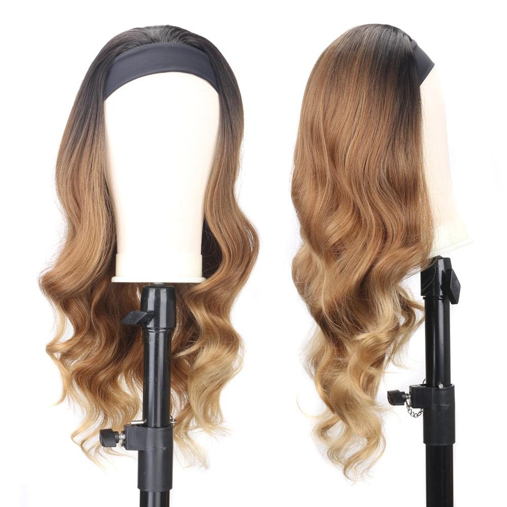 Women's Headband Wig Body Wave Natural Black Blonde Wigs with Headband Fake Hair Synthetic Wigs For Black Women Cosplay Wigs For Women Gifts for girlfriends