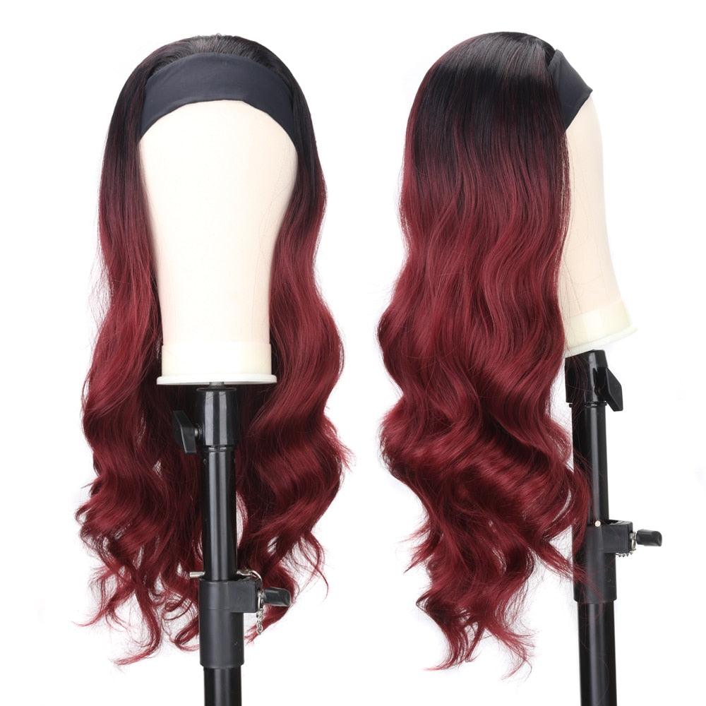 Women's Headband Wig Body Wave Natural Black Blonde Wigs with Headband Fake Hair Synthetic Wigs For Black Women Cosplay Wigs For Women Gifts for girlfriends