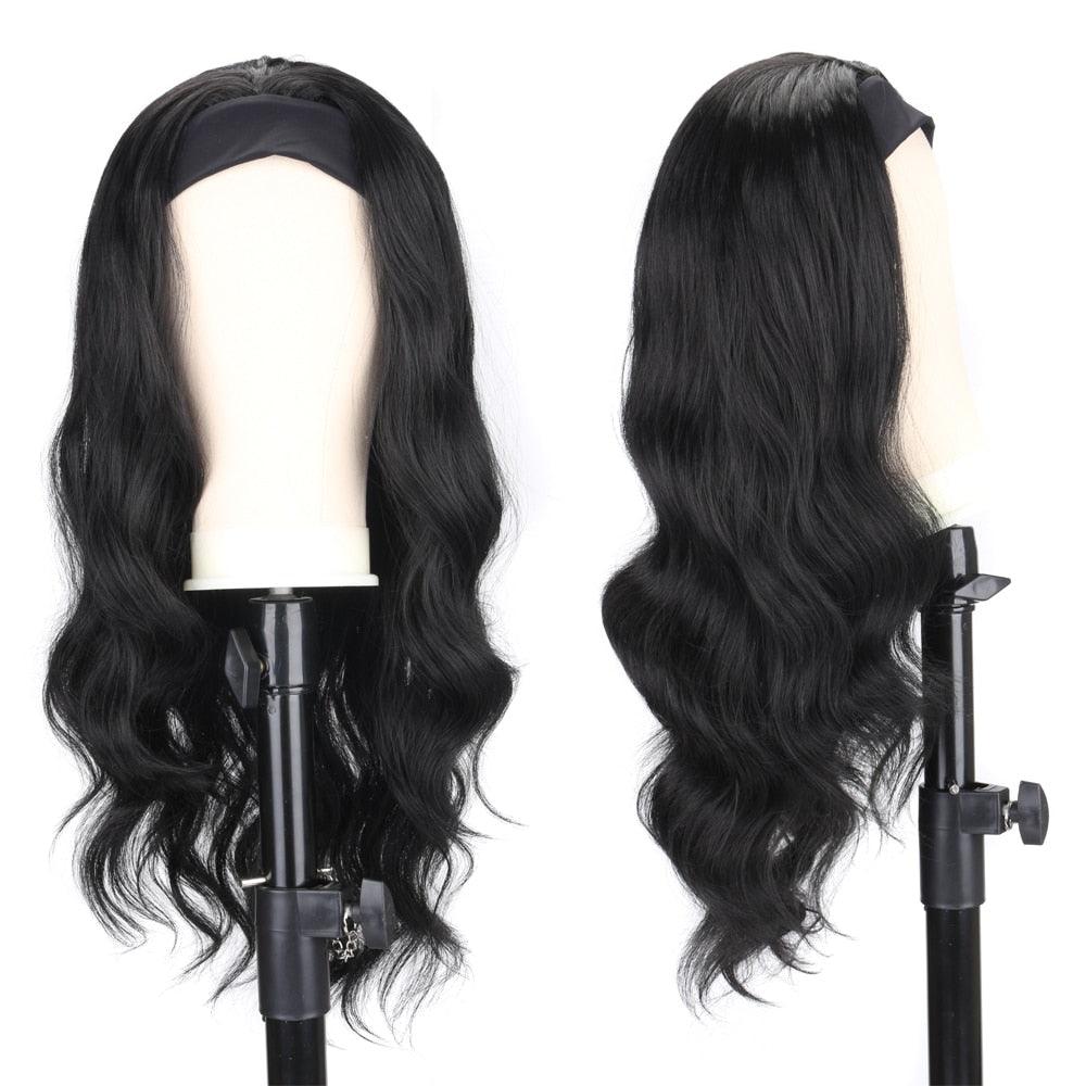 Women's Headband Wig Body Wave Natural Black Blonde Wigs with Headband Fake Hair Synthetic Wigs For Black Women Cosplay Wigs For Women Gifts for girlfriends