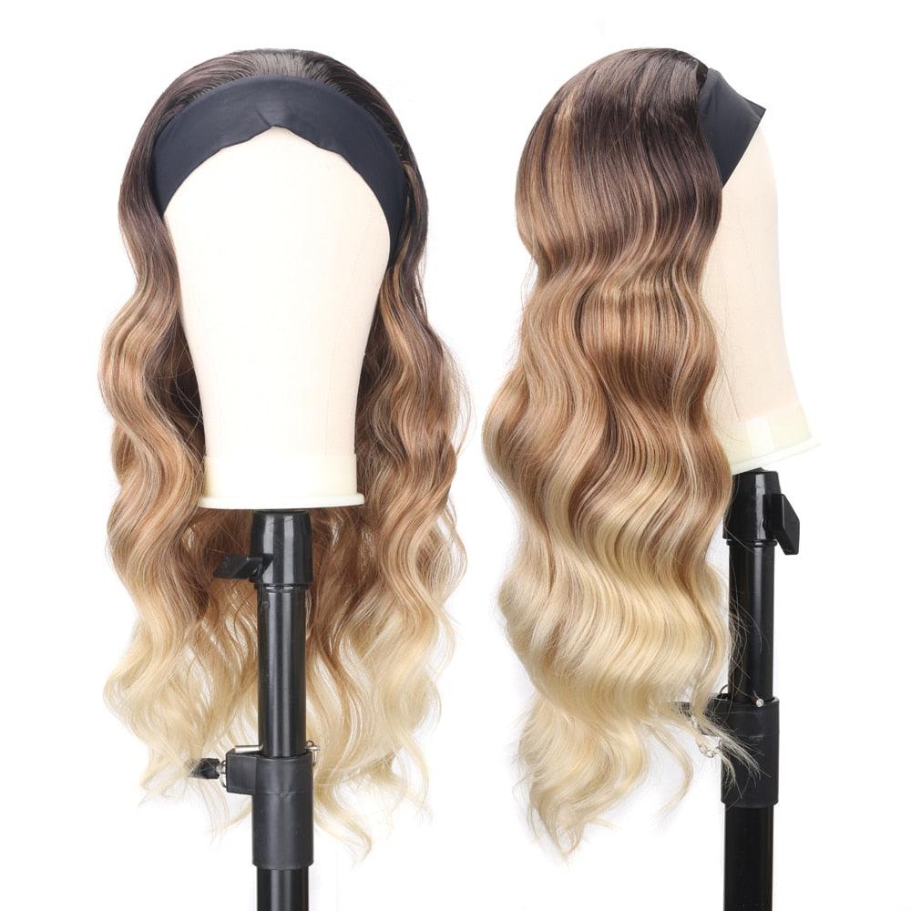 Women's Headband Wig Body Wave Natural Black Blonde Wigs with Headband Fake Hair Synthetic Wigs For Black Women Cosplay Wigs For Women Gifts for girlfriends