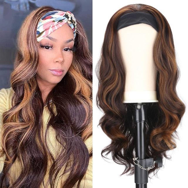 Women's Headband Wig Body Wave Natural Black Blonde Wigs with Headband Fake Hair Synthetic Wigs For Black Women Cosplay Wigs For Women Gifts for girlfriends