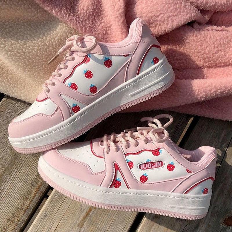 Women's Pink Sports Sneakers White Casual Spring Autumn Basket Tennis Flat Running Flats Training Casual Everyday Walking Outdoor Sport Womens Sneakers