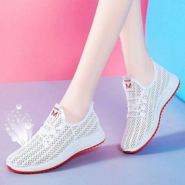 Women's Running Summer Woven Sports Sneakers Fashion Casual Shoe Breathable Mesh Walking Shoes Non Slip Lightweight Breathable Mesh Running Shoes Comfortable Design