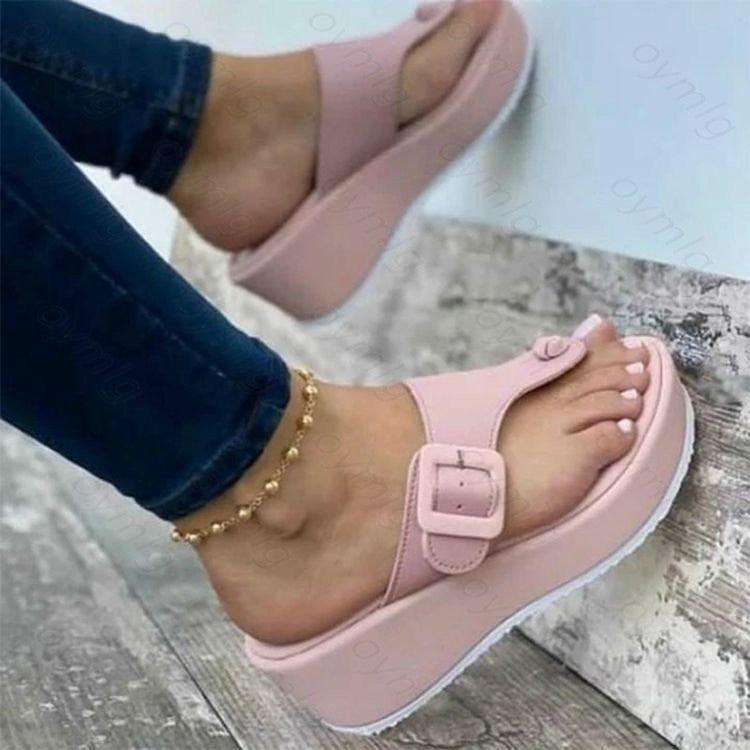 Women's Sandals Summer Shoes Beach Platform Clip Toes Buckle Strap Leather Casual Shoes Summer Casual Clip Toe Slippers Summer Flat Non-Slip Shoes With Buckle Strap