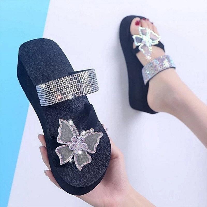 Women's Sandals Summer Slippers Elegant Butterfly Shoes Open Toe Fashion Comfortable Elegant Platform Shoes Pink Sandals For Women Dressy Modern Thick Platform Sandals