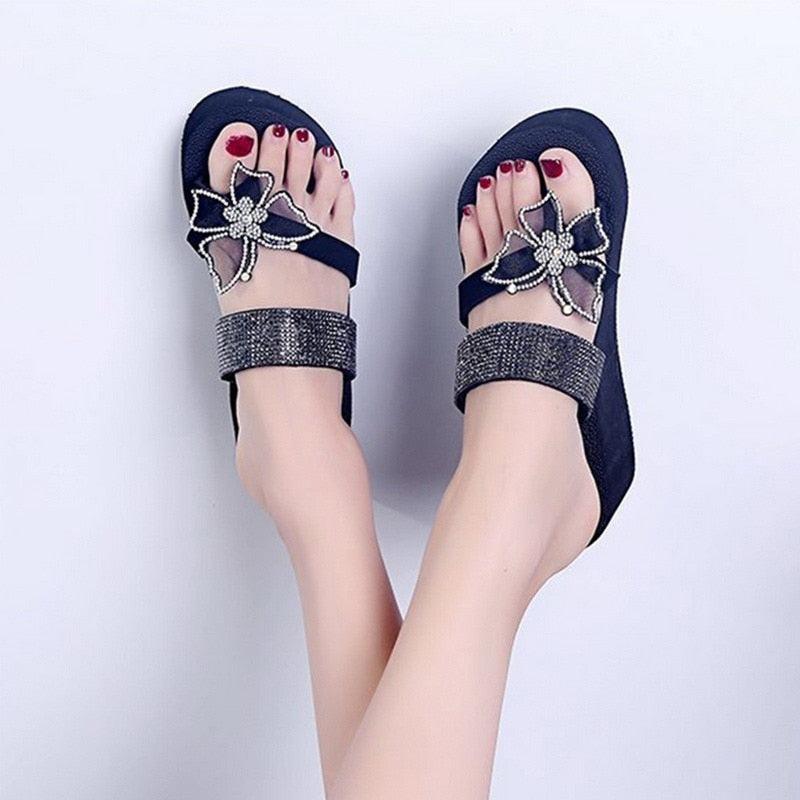 Women's Sandals Summer Slippers Elegant Butterfly Shoes Open Toe Fashion Comfortable Elegant Platform Shoes Pink Sandals For Women Dressy Modern Thick Platform Sandals