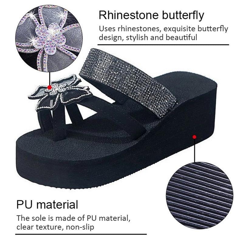 Women's Sandals Summer Slippers Elegant Butterfly Shoes Open Toe Fashion Comfortable Elegant Platform Shoes Pink Sandals For Women Dressy Modern Thick Platform Sandals