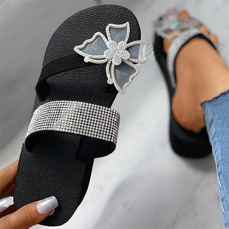 Women's Sandals Summer Slippers Elegant Butterfly Shoes Open Toe Fashion Comfortable Elegant Platform Shoes Pink Sandals For Women Dressy Modern Thick Platform Sandals