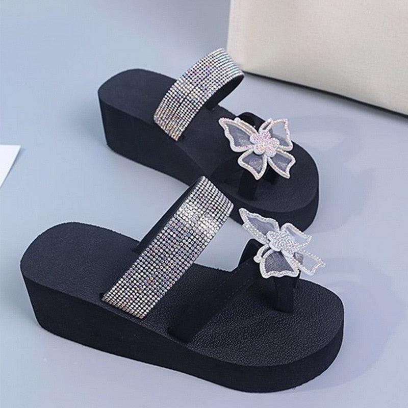 Women's Sandals Summer Slippers Elegant Butterfly Shoes Open Toe Fashion Comfortable Elegant Platform Shoes Pink Sandals For Women Dressy Modern Thick Platform Sandals