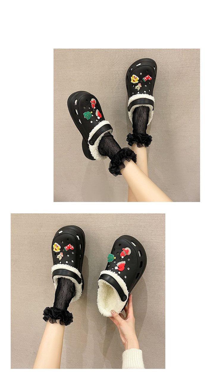 Women's Slippers Summer New Thick Soles Fashion Leather Shoes Flip Flops Women Clogs Winter Slippers Arch Support House Slippers Slip On Garden Shoes Warm Home Shoes