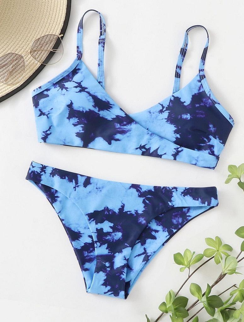 Women's Swimsuit Bikini Swimwear Floral Random Print Bikini Set Push-Up Bikinis Swim Suit Female Beachwear Swim Women Swimsuits Halter Push Up Bikini Two Piece Bathing Suits For Women