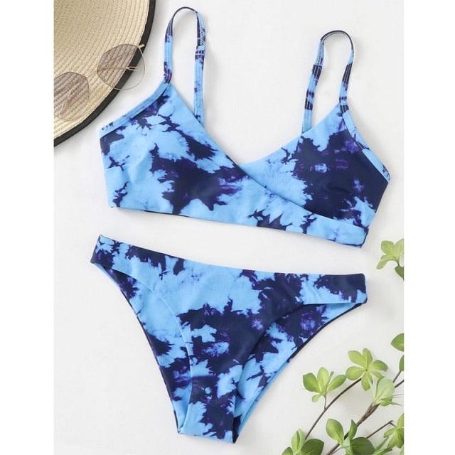 Women's Swimsuit Bikini Swimwear Floral Random Print Bikini Set Push-Up Bikinis Swim Suit Female Beachwear Swim Women Swimsuits Halter Push Up Bikini Two Piece Bathing Suits For Women