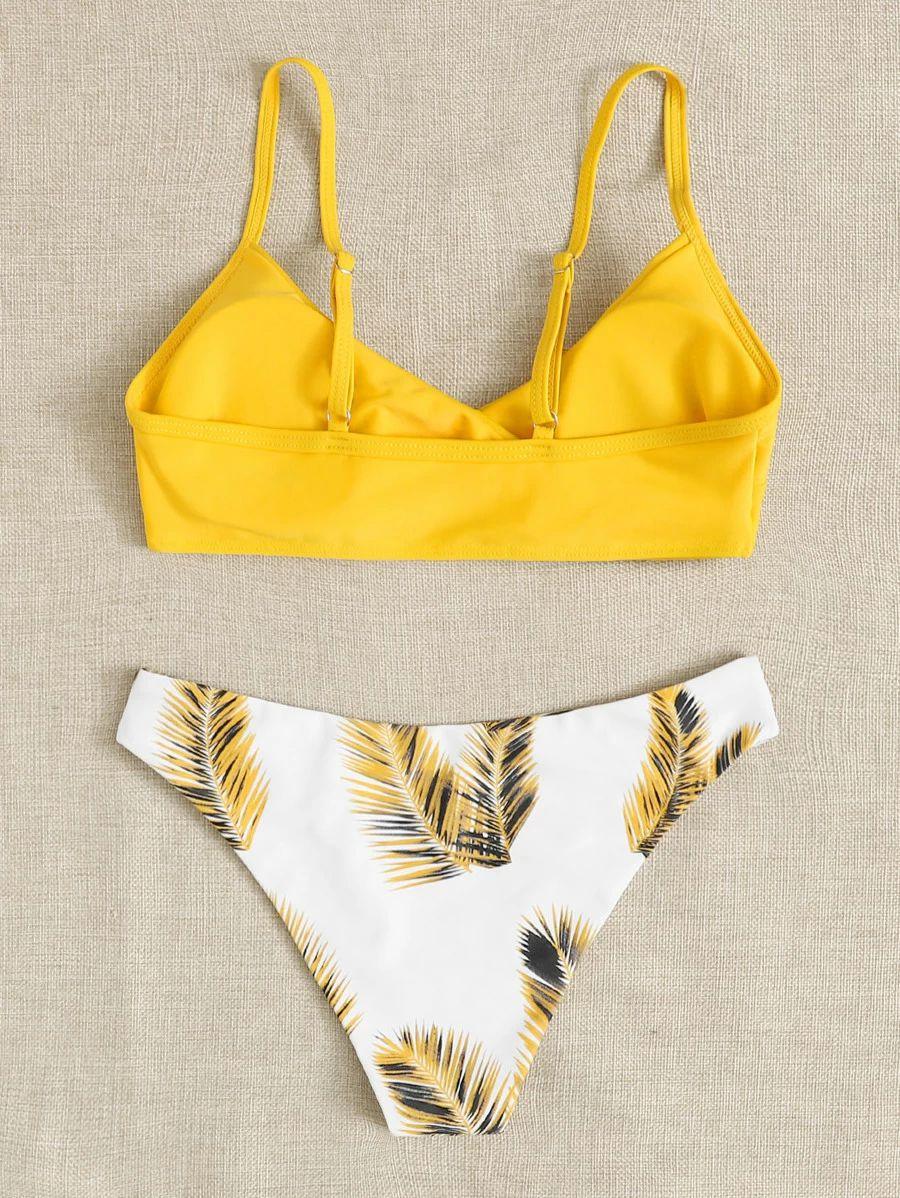 Women's Swimsuit Bikini Swimwear Floral Random Print Bikini Set Push-Up Bikinis Swim Suit Female Beachwear Swim Women Swimsuits Halter Push Up Bikini Two Piece Bathing Suits For Women