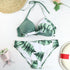 Women's Swimsuit Bikinis Set Swimwear Women's Bathing Suits Push Up Halter Bandage Bikini Floral Printing Swim Bottoms Two Piece Swimsuits Women Swimsuits Bathing Suit Women Swim Suit Halter Leaf Print Beach Wear