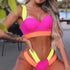 Women's Swimsuits Swimwear Patchwork Bikini Woman Push up Bikinis Swimsuit Bathing Suits Women Rave Neon Patchwork Bikini Swimsuit 2 Piece Cutout Molded Push Up Bathing Suit