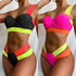 Women's Swimsuits Swimwear Patchwork Bikini Woman Push up Bikinis Swimsuit Bathing Suits Women Rave Neon Patchwork Bikini Swimsuit 2 Piece Cutout Molded Push Up Bathing Suit