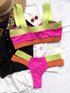 Women's Swimsuits Swimwear Patchwork Bikini Woman Push up Bikinis Swimsuit Bathing Suits Women Rave Neon Patchwork Bikini Swimsuit 2 Piece Cutout Molded Push Up Bathing Suit