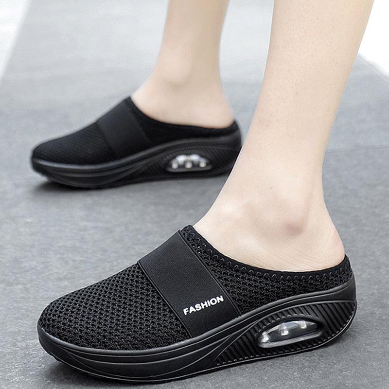 Women Sandals Fashion Platform Shoes Comfy Clogs Breathable Slippers Mesh Lightweight Footwear Air Cushion Platform Mesh Sneaker Sandals For Female Lightweight Beach Shoes