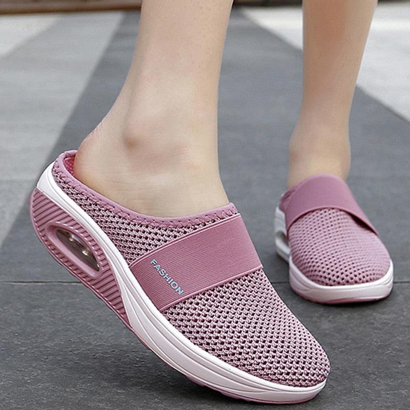 Women Sandals Fashion Platform Shoes Comfy Clogs Breathable Slippers Mesh Lightweight Footwear Air Cushion Platform Mesh Sneaker Sandals For Female Lightweight Beach Shoes