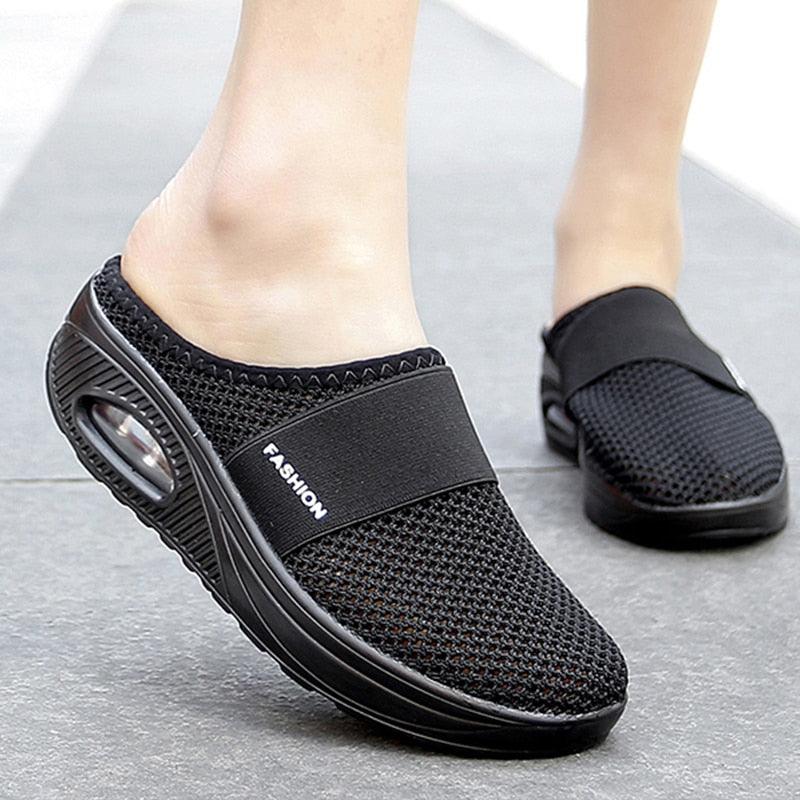 Women Sandals Fashion Platform Shoes Comfy Clogs Breathable Slippers Mesh Lightweight Footwear Air Cushion Platform Mesh Sneaker Sandals For Female Lightweight Beach Shoes