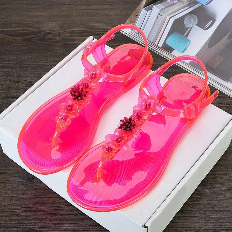 Women Sandals Flip Flops New Summer Fashion Beach Flower Breathable Non-Slip Flat Slides Casual Womens Flat Sandals T-strap Thong Summer Flip Flops Dressy Sandals