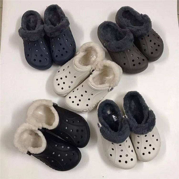 Women Sandals Winter Hole Slippers Outside Shoes For Women Slippers For Home Men's and Women's Classic Lined Clog Warm And Fuzzy Slippers Fur Lined Clogs Winter Garden Shoes Warm House Slippers