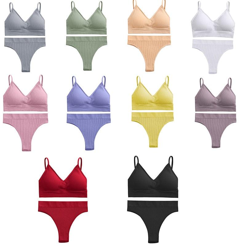 Women Seamless Bra Top Fitness Swimwear Push Up Exercise Bikini For Women 2 Pieces Ribbed Seamless Yoga Bikini Sets Sports Bra And Underwear Set 2 Piece High Waist Summer Bikini