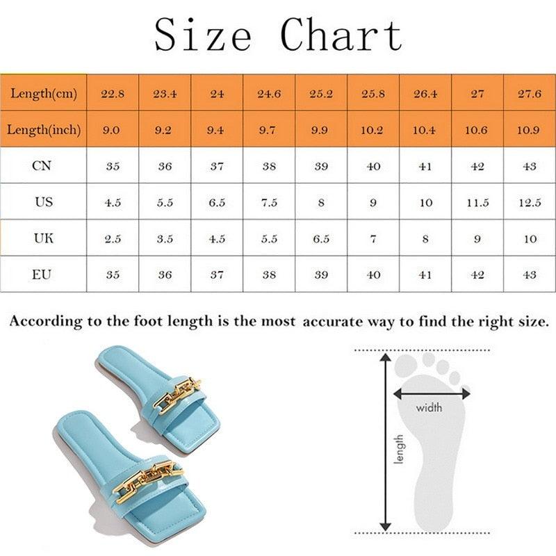 Women Slipper Sandals New Design Gold Chain Closed Toe Slip On Flat Heels Square Head Casual Slides Flip Flop Chunky Heel Mules Open Toe Slip On Dress Backless High Heels Slides Slippers