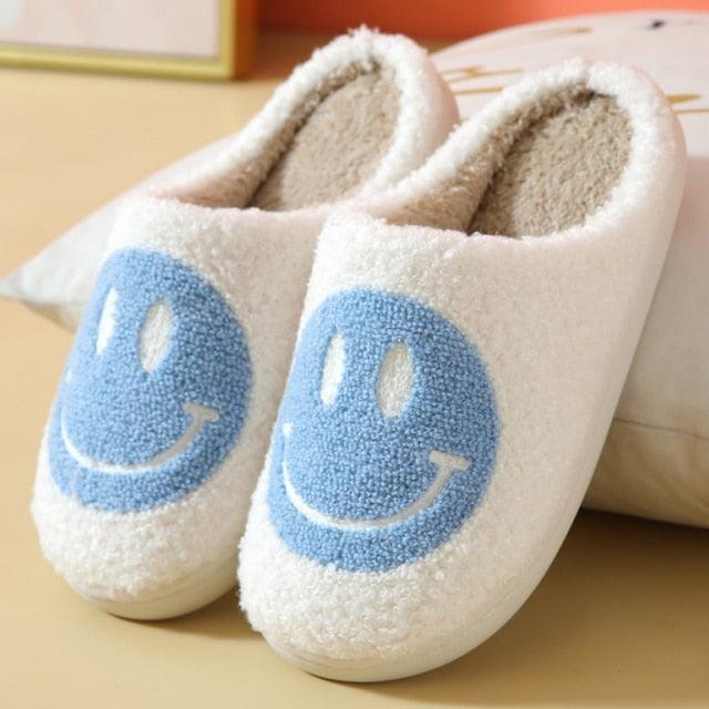 Women Smiley Slippers Fluffy Home Warm Fur Slippers Smiley Face Household Couple Slippers Indoor Warm Home Non-Slip Couple Style Casual Shoes Indoor Outdoor Anti-Skid Plush Fleece Lined House Shoes