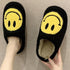 Women Smiley Slippers Fluffy Home Warm Fur Slippers Smiley Face Household Couple Slippers Indoor Warm Home Non-Slip Couple Style Casual Shoes Indoor Outdoor Anti-Skid Plush Fleece Lined House Shoes