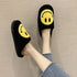 Women Smiley Slippers Fluffy Home Warm Fur Slippers Smiley Face Household Couple Slippers Indoor Warm Home Non-Slip Couple Style Casual Shoes Indoor Outdoor Anti-Skid Plush Fleece Lined House Shoes