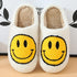 Women Smiley Slippers Fluffy Home Warm Fur Slippers Smiley Face Household Couple Slippers Indoor Warm Home Non-Slip Couple Style Casual Shoes Indoor Outdoor Anti-Skid Plush Fleece Lined House Shoes