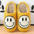 Women Smiley Slippers Fluffy Home Warm Fur Slippers Smiley Face Household Couple Slippers Indoor Warm Home Non-Slip Couple Style Casual Shoes Indoor Outdoor Anti-Skid Plush Fleece Lined House Shoes