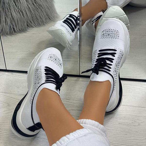 Women Sport Elegant Sneakers Platform Shoes Flats Solid Casual Spring Summer New Fashion Women's Vulcanized Running Sneakers Walking Tennis Shoes Lightweight Breathable Design