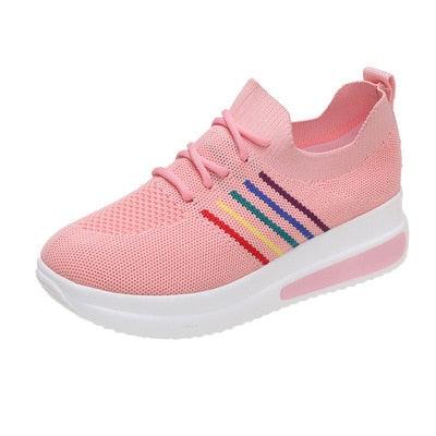 Women Sport Elegant Sneakers Platform Shoes Flats Solid Casual Spring Summer New Fashion Women's Vulcanized Running Sneakers Walking Tennis Shoes Lightweight Breathable Design