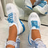 Women Sport Elegant Sneakers Platform Shoes Flats Solid Casual Spring Summer New Fashion Women's Vulcanized Running Sneakers Walking Tennis Shoes Lightweight Breathable Design