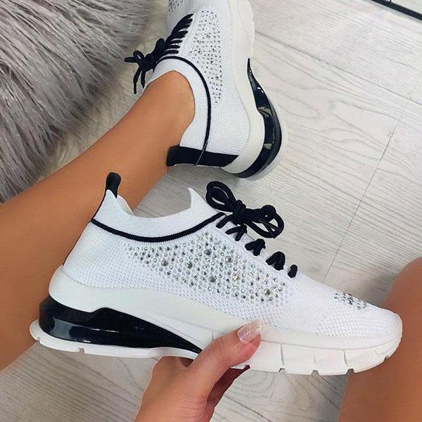 Women Sport Elegant Sneakers Platform Shoes Flats Solid Casual Spring Summer New Fashion Women's Vulcanized Running Sneakers Walking Tennis Shoes Lightweight Breathable Design