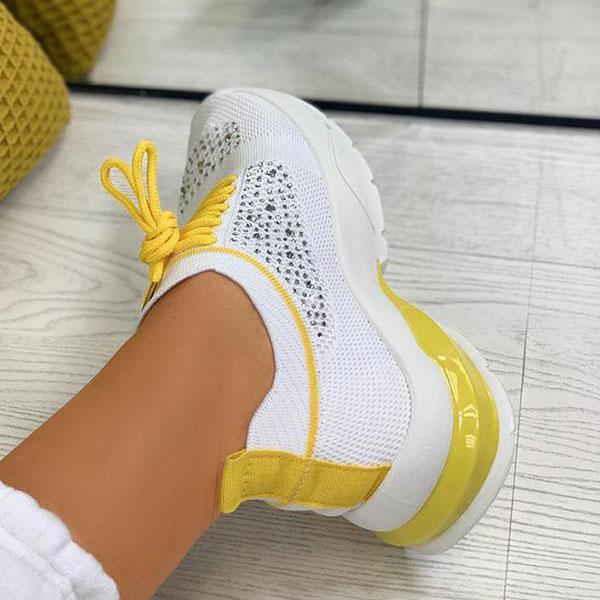 Women Sport Elegant Sneakers Platform Shoes Flats Solid Casual Spring Summer New Fashion Women's Vulcanized Running Sneakers Walking Tennis Shoes Lightweight Breathable Design