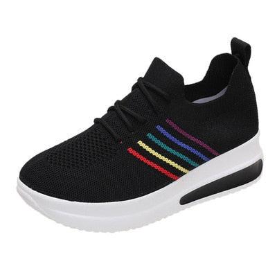 Women Sport Elegant Sneakers Platform Shoes Flats Solid Casual Spring Summer New Fashion Women's Vulcanized Running Sneakers Walking Tennis Shoes Lightweight Breathable Design