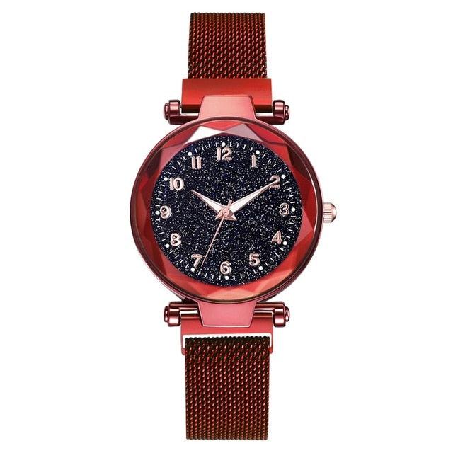 Women Starry Sky Clock Luxury Women Watches Fashion Diamond Quartz Wristwatches Women's Fashion Starry Sky Watch Luxury Analog Stardust Watches For Girls Casual Luminous Ladies Wrist Watch With Stainless Steel Mesh Band Dress Watch