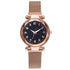 Women Starry Sky Clock Luxury Women Watches Fashion Diamond Quartz Wristwatches Women's Fashion Starry Sky Watch Luxury Analog Stardust Watches For Girls Casual Luminous Ladies Wrist Watch With Stainless Steel Mesh Band Dress Watch