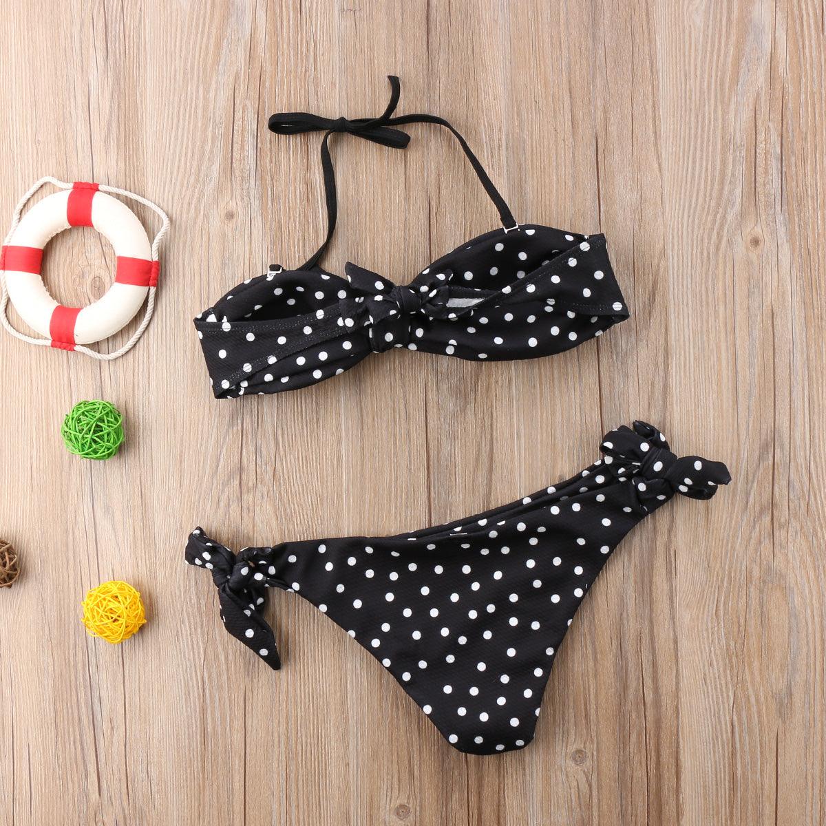 Women Strapless Bandage Push Up Dot Printed Bikini Set Women's Adjustable Bathing Suits Two Piece Swimwear Tie Cutout Low Waist String Bikini Set Lace Up Female Summer Swimwear Swimsuit Beachwear