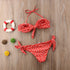 Women Strapless Bandage Push Up Dot Printed Bikini Set Women's Adjustable Bathing Suits Two Piece Swimwear Tie Cutout Low Waist String Bikini Set Lace Up Female Summer Swimwear Swimsuit Beachwear