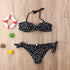 Women Strapless Bandage Push Up Dot Printed Bikini Set Women's Adjustable Bathing Suits Two Piece Swimwear Tie Cutout Low Waist String Bikini Set Lace Up Female Summer Swimwear Swimsuit Beachwear